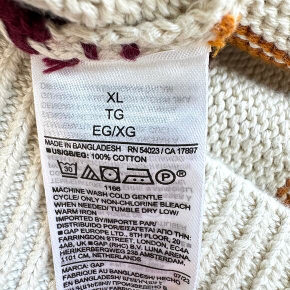 Gap Women Drop Shoulder Crew Sweater Size XL Cotton Striped Neutral Winter Beige - Picture 7 of 8